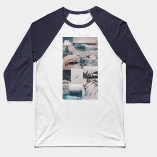 Navy Blue and White Moodboard Baseball T-Shirt